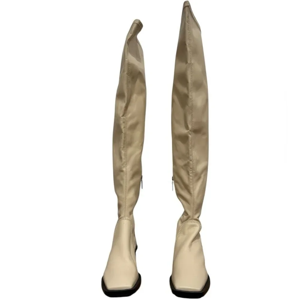 Revolve Schutz GUILY UP LEATHER BOOT in EGGSHELL